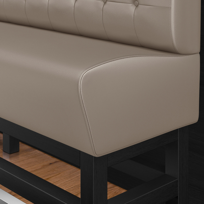 MIAMI | Hög restaurangsoffa | B:H 120 x 158 cm | Taupe | Chesterfield-knapp | Läder MIAMI | Hög restaurangsoffa | B:H 120 x 158 cm | Taupe | Chesterfield-knapp | Läder