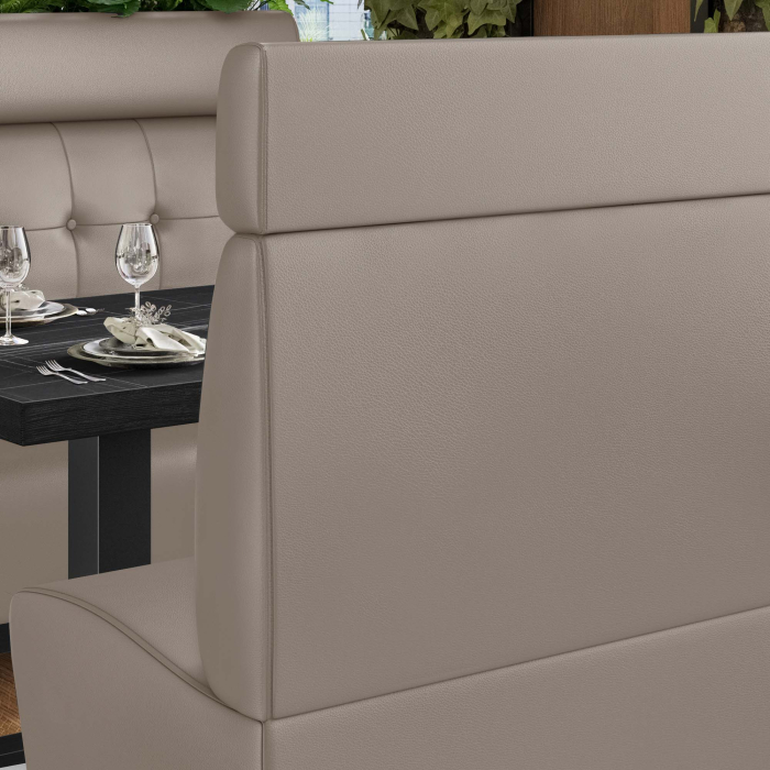 MIAMI | Hög restaurangsoffa | B:H 120 x 158 cm | Taupe | Chesterfield-knapp | Läder MIAMI | Hög restaurangsoffa | B:H 120 x 158 cm | Taupe | Chesterfield-knapp | Läder