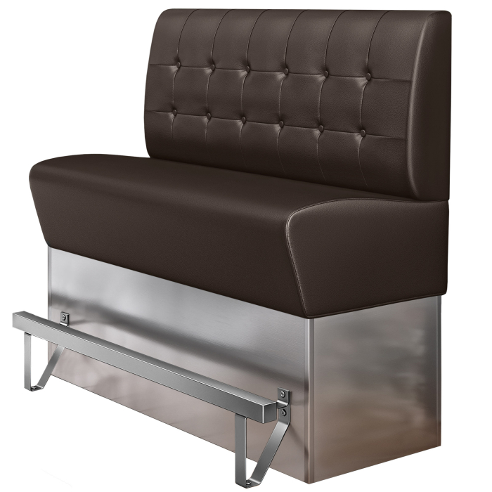 DALLAS | Hög restaurangsoffa | B:H 140 x 133 cm | Brun | Chesterfield-knapp | Läder