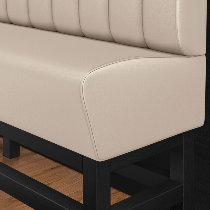 MIAMI | Hög restaurangsoffa | B:H 140 x 158 cm | Krämfärgad | Randig | Läder
