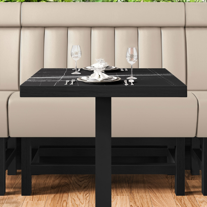 MIAMI | Hög restaurangsoffa | B:H 140 x 158 cm | Krämfärgad | Randig | Läder