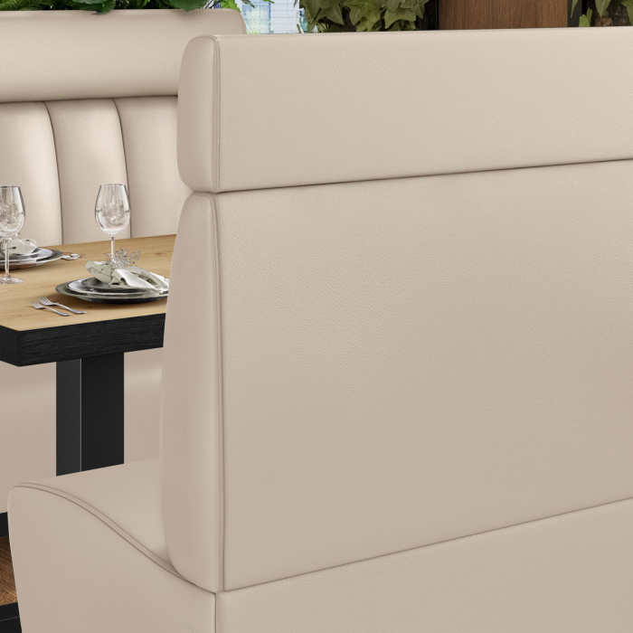 MIAMI | Hög restaurangsoffa | B:H 140 x 158 cm | Krämfärgad | Randig | Läder