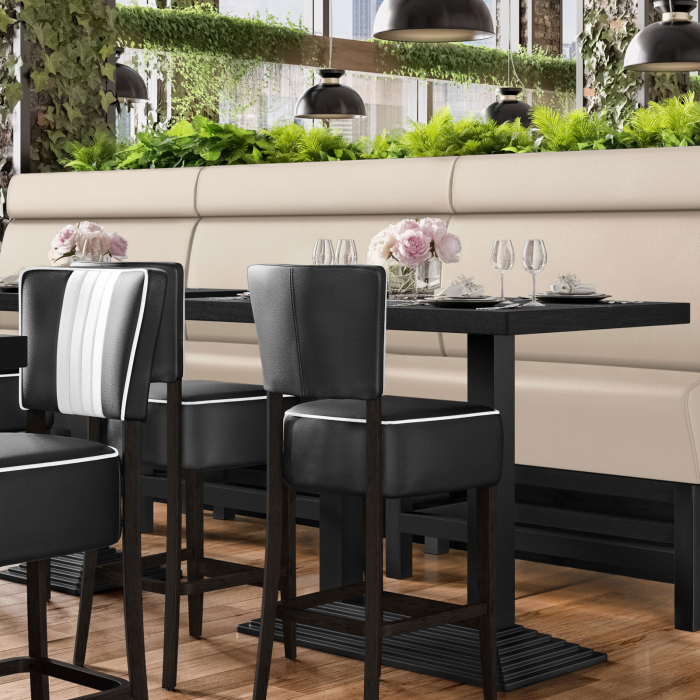 MIAMI | Hög restaurangsoffa | B:H 140 x 158 cm | Krämfärgad | Smidig | Läder MIAMI | Hög restaurangsoffa | B:H 140 x 158 cm | Krämfärgad | Smidig | Läder