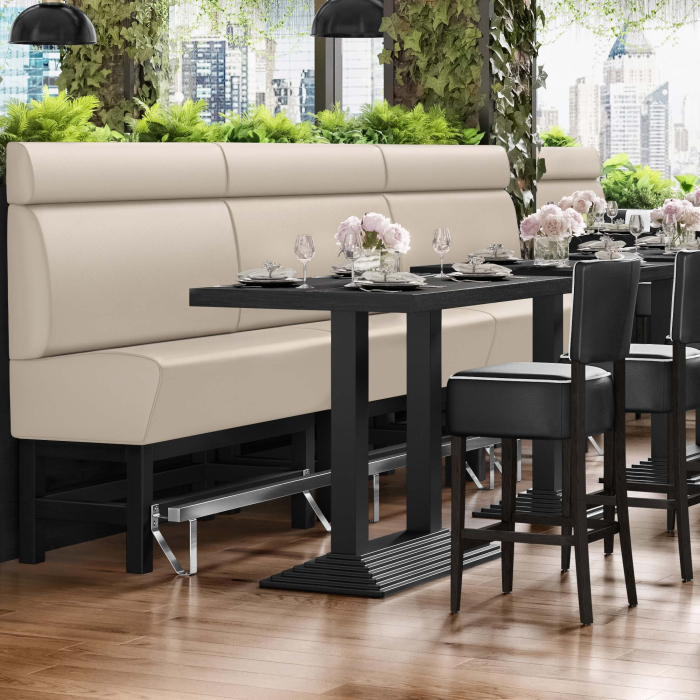 MIAMI | Hög restaurangsoffa | B:H 140 x 158 cm | Krämfärgad | Smidig | Läder