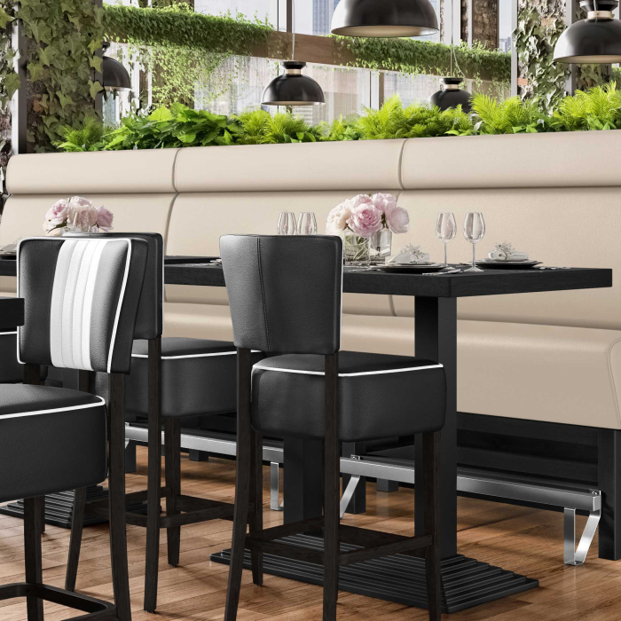 MIAMI | Hög restaurangsoffa | B:H 140 x 158 cm | Krämfärgad | Smidig | Läder