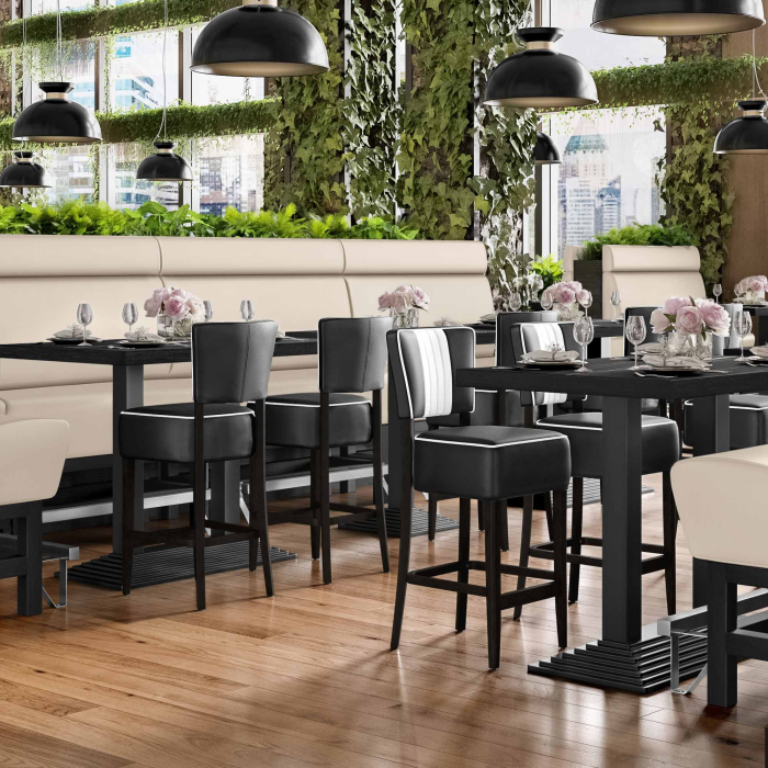 MIAMI | Hög restaurangsoffa | B:H 140 x 158 cm | Krämfärgad | Smidig | Läder