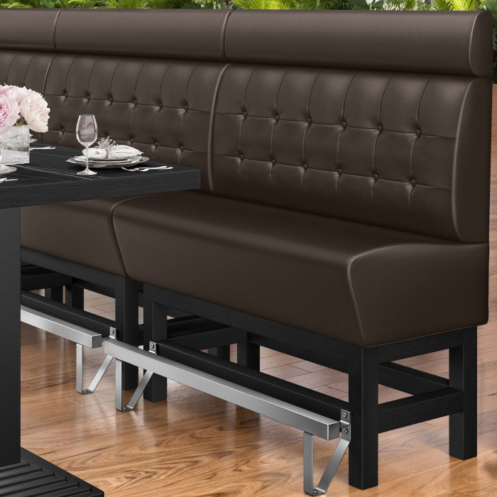 MIAMI | Hög restaurangsoffa | B:H 160 x 158 cm | Brun | Chesterfield-knapp | Läder MIAMI | Hög restaurangsoffa | B:H 160 x 158 cm | Brun | Chesterfield-knapp | Läder