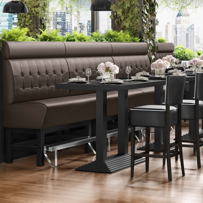 MIAMI | Hög restaurangsoffa | B:H 160 x 158 cm | Brun | Chesterfield-knapp | Läder MIAMI | Hög restaurangsoffa | B:H 160 x 158 cm | Brun | Chesterfield-knapp | Läder