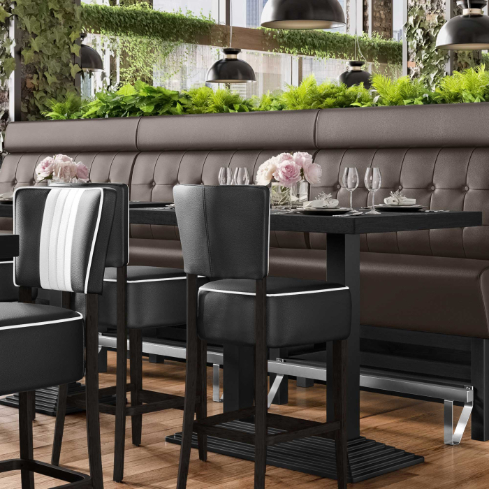 MIAMI | Hög restaurangsoffa | B:H 160 x 158 cm | Brun | Chesterfield-knapp | Läder MIAMI | Hög restaurangsoffa | B:H 160 x 158 cm | Brun | Chesterfield-knapp | Läder