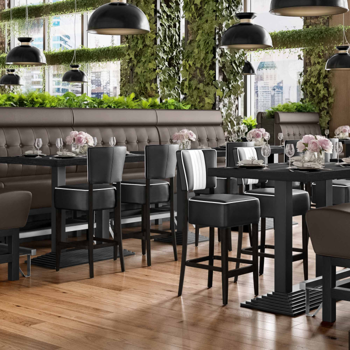 MIAMI | Hög restaurangsoffa | B:H 160 x 158 cm | Brun | Chesterfield-knapp | Läder MIAMI | Hög restaurangsoffa | B:H 160 x 158 cm | Brun | Chesterfield-knapp | Läder