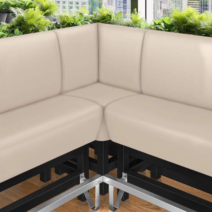 MIAMI | Gastro hög bänk | B:H 64 x 133 cm | Krämfärgad | Slät | Läder