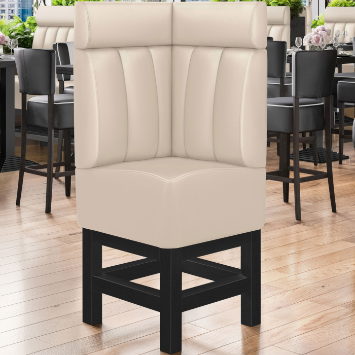 MIAMI | Gastro hög bänk | B:H 64 x 158 cm | Krämfärgad | Randig | Läder