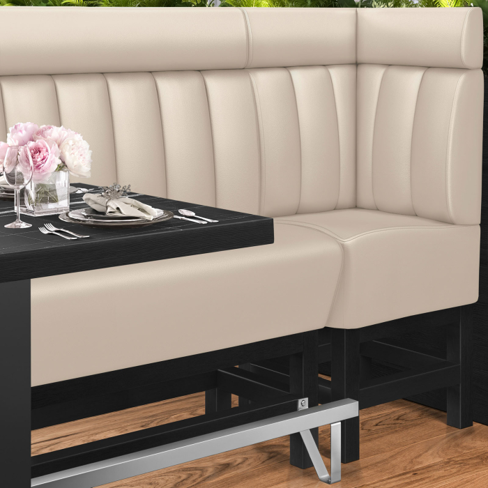 MIAMI | Gastro hög bänk | B:H 64 x 158 cm | Krämfärgad | Randig | Läder