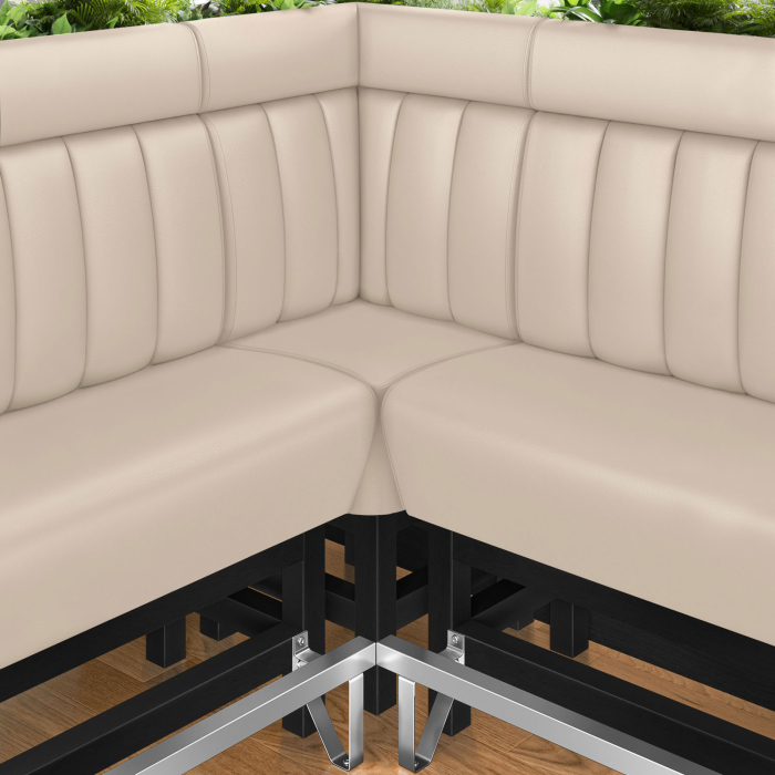 MIAMI | Gastro hög bänk | B:H 64 x 158 cm | Krämfärgad | Randig | Läder