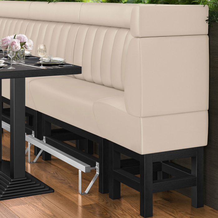 MIAMI | Gastro hög bänk | B:H 64 x 158 cm | Krämfärgad | Randig | Läder