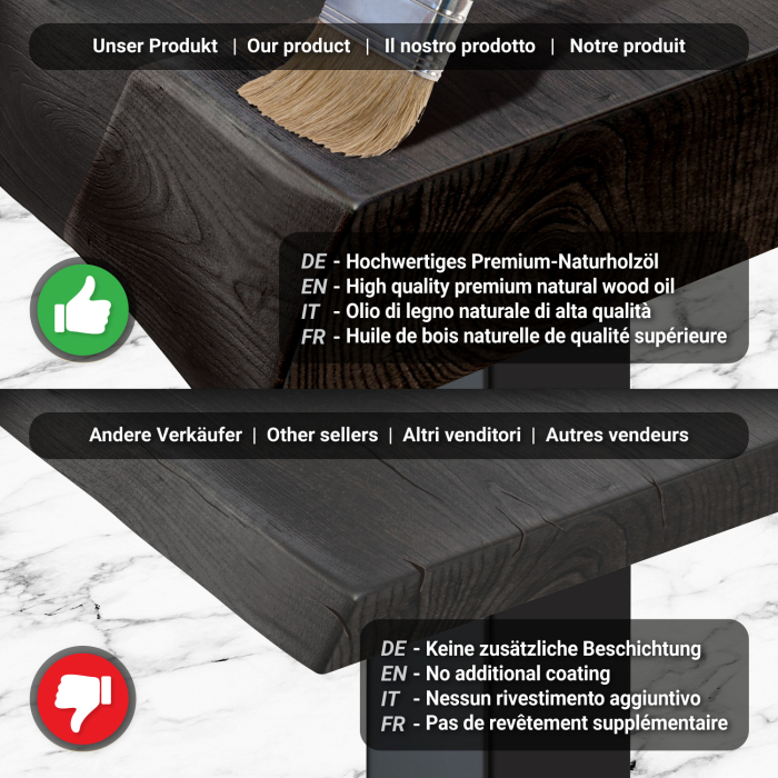 PERU | Gastro Bordplade Med Tree Edge | 70 x 70 cm | 8 cm | Firkantet | Sort PERU | Gastro Bordplade Med Tree Edge | 70 x 70 cm | 8 cm | Firkantet | Sort
