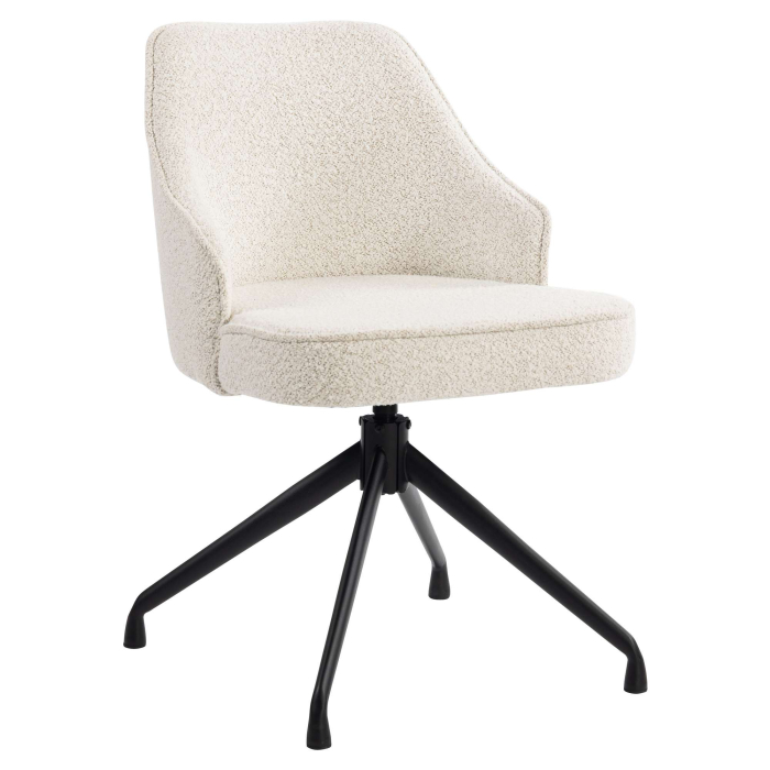 Gala | Chaise d'hôtel | Crème | Tissu Teddy | Pied pivotant