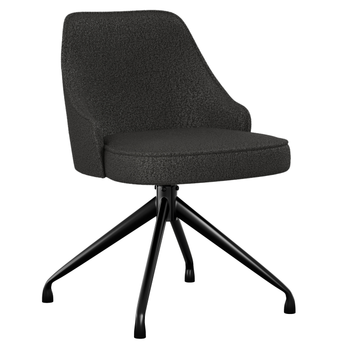 Gala | Silla de hotel | Gris oscuro | Tela Teddy | Base giratoria