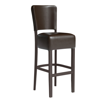 LUCA | Gastro Barhocker | Leder | Holz | Braun | mit Lehne