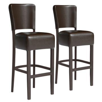 LUCA | Gastro Barhocker | Leder | Holz | Braun | mit Lehne