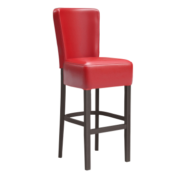 LUCA FULL | Gastro Barhocker | Leder | Holz | Rot | mit Lehne