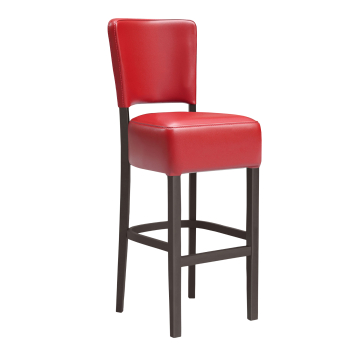 LUCA | Gastro Barhocker | Leder | Holz | Rot | mit Lehne