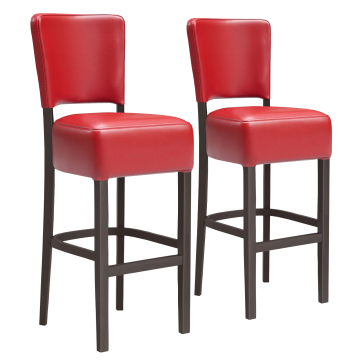 LUCA | Gastro Barhocker | Leder | Holz | Rot | mit Lehne