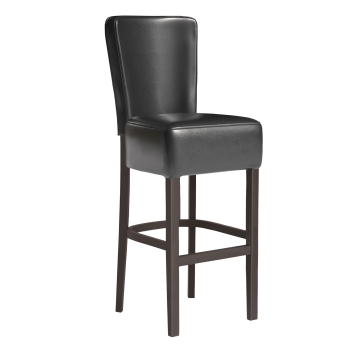 LUCA FULL | Gastro Barhocker | Leder | Holz | Schwarz | mit Lehne