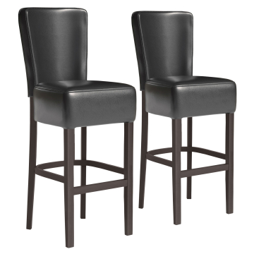 LUCA FULL | Gastro Barhocker | Leder | Holz | Schwarz | mit Lehne