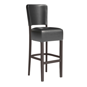 LUCA | Gastro Barhocker | Leder | Holz | Schwarz | mit Lehne