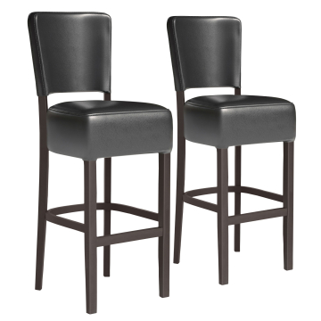 LUCA | Gastro Barhocker | Leder | Holz | Schwarz | mit Lehne