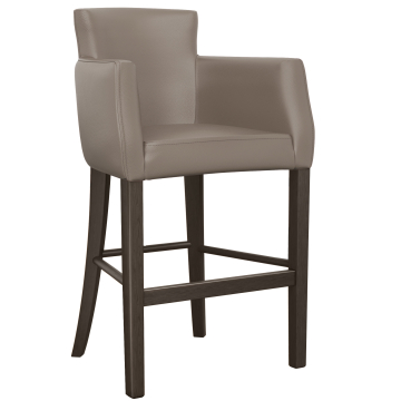 VIOLA | Barkruk Bekleed | Leer | Hout | Taupe/Grijs/Bruin | Met rugleuning