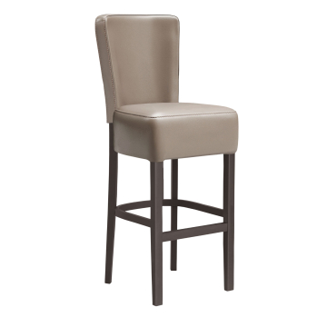 LUCA FULL | Gastro Barhocker | Leder | Holz | Taupe | mit Lehne