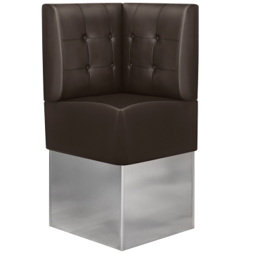 DALLAS | Hörnsoffa till restaurang | B:H 64 x 133 cm | Brun | Chesterfield-knapp | Läder
