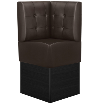 DENVER | Hörnsoffa till restaurang | B:H 64 x 133 cm | Brun | Chesterfield-knapp | Läder