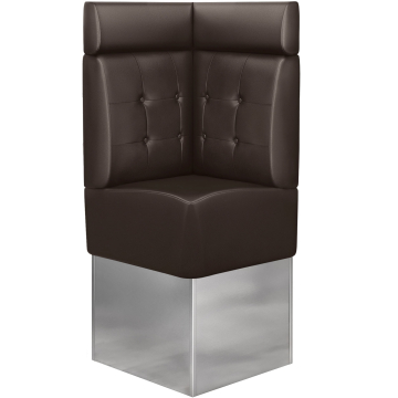 DALLAS | Hörnsoffa till restaurang | B:H 64 x 158 cm | Brun | Chesterfield-knapp | Läder