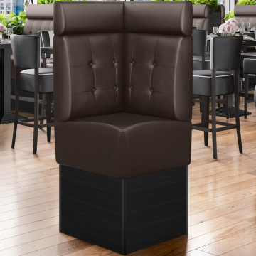 DENVER | Hörnsoffa till restaurang | B:H 64 x 158 cm | Brun | Chesterfield-knapp | Läder