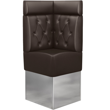 DALLAS | Hörnsoffa till restaurang | B:H 64 x 158 cm | Brun | Chesterfield romb | Läder
