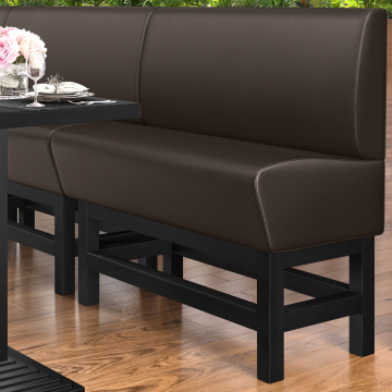 MIAMI | Hög restaurangsoffa | B:H 100 x 133 cm | Brun | Chesterfield-knapp | Läder