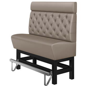 MIAMI | Hög restaurangsoffa | B:H 100 x 158 cm | Taupe | Chesterfield romb | Läder