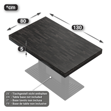 MASSIVE STEEL | Bistro Massiv Bordplade | 130x80cm | Wenge - Sort
