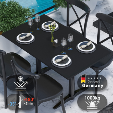COMPACT | Plateau de table HPL | L:P 120 x 70 cm | Noir | Rectangulaire