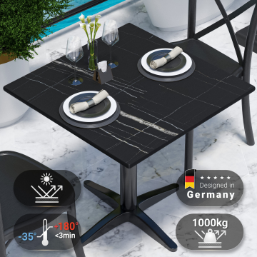 COMPACT | HPL Tafelblad | B:D 70 x 70 cm | Zwart marmer | Vierkant