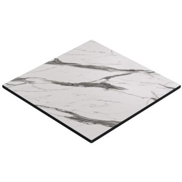 COMPACT | HPL Tafelblad | B:D 70 x 70 cm | Wit marmer | Vierkant