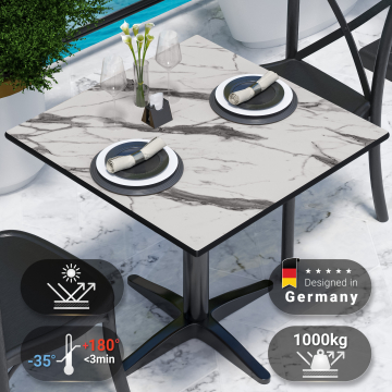 COMPACT | HPL Tafelblad | B:D 70 x 70 cm | Wit marmer | Vierkant