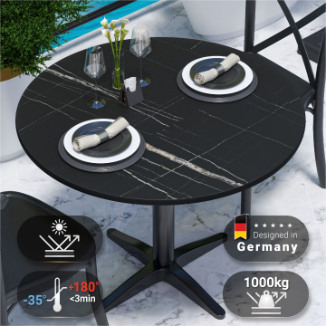 COMPACT | HPL table top | Ø 70 cm | Black marble | Round