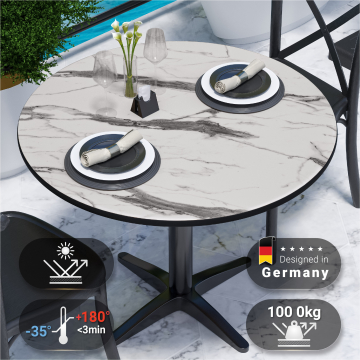 COMPACT | HPL table top | Ø 70 cm | White marble | Round