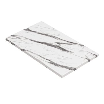 WERZA | Werzalit bordplate | B:D 120 x 70 cm | Hvit marmor | Rektangulær