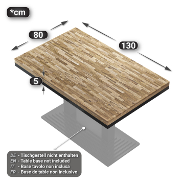 MASSIVE STEEL | Bistro Solid Table Top | 130x80cm | Oak