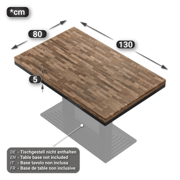 MASSIVE STEEL | Bistro Solid Table Top | 130x80cm | Walnut